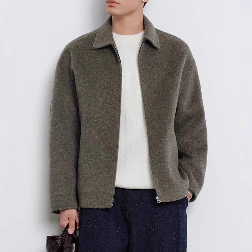 Spot double-sided woolen woolen coat men's 2025 autumn and winter new men's coat short lapel executive clip 4