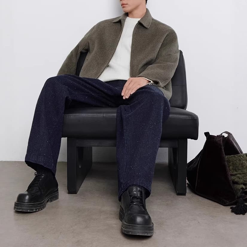 Spot double-sided woolen woolen coat men's 2025 autumn and winter new men's coat short lapel executive clip 5
