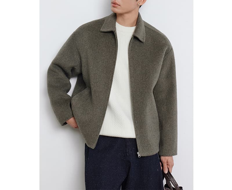 Spot double-sided woolen woolen coat men's 2025 autumn and winter new men's coat short lapel executive clip 9