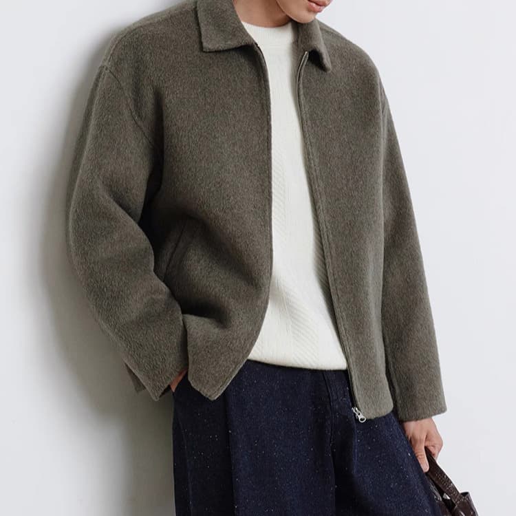 Spot double-sided woolen woolen coat men's 2025 autumn and winter new men's coat short lapel executive clip 1