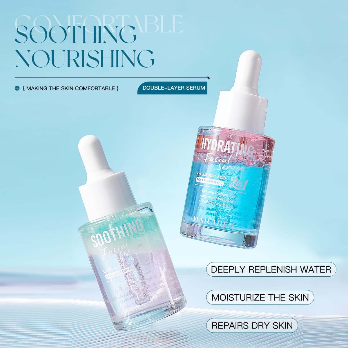 Exclusively available for cross-border Hetura Facial Skin Care Essence Hyaluronic Acid Collagen Centella Asiatica Vitamin C 3