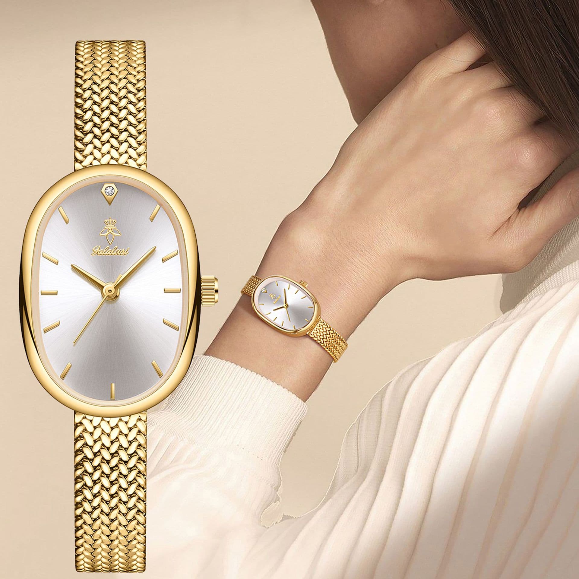 Yalalusi light luxury fashion women's watch high-value watch niche high-end women's watch mesh belt temperament women's watch 1