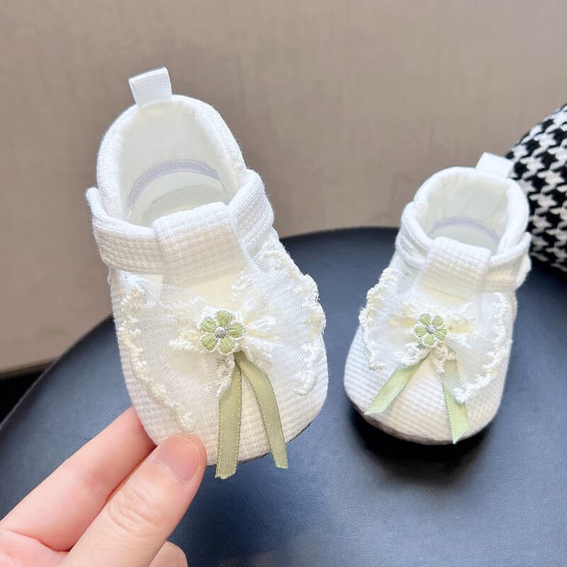 Spring and Autumn Baby Foot Protective Shoes 0-1 Year Old Baby Girl Bow Princess Shoes 3-6 Months Hundred Days Soft Soled Front Shoes 7