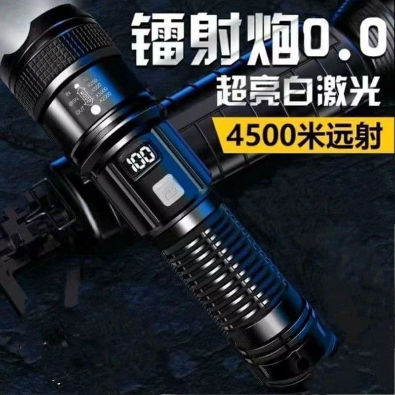 Special forces flashlight, strong light, rechargeable emergency lighting, laser light, long battery life, LED light, outdoor light, no 4
