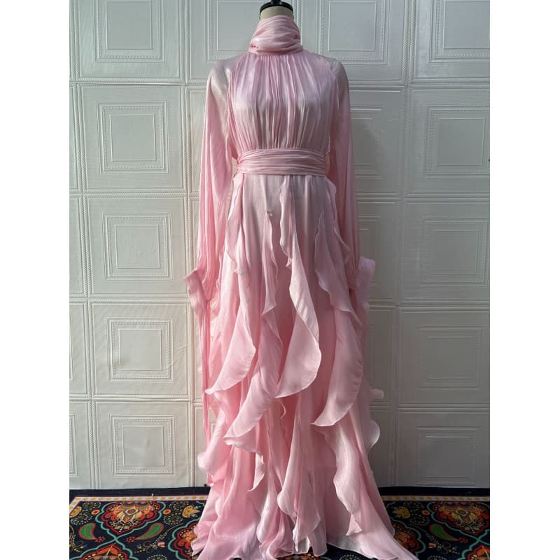 2025 new European and American Amazon cross-border foreign trade women's clothing elegant and fashionable ruffled slim dress 8