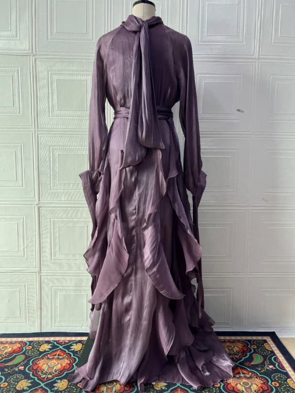 2025 new European and American Amazon cross-border foreign trade women's clothing elegant and fashionable ruffled slim dress 10