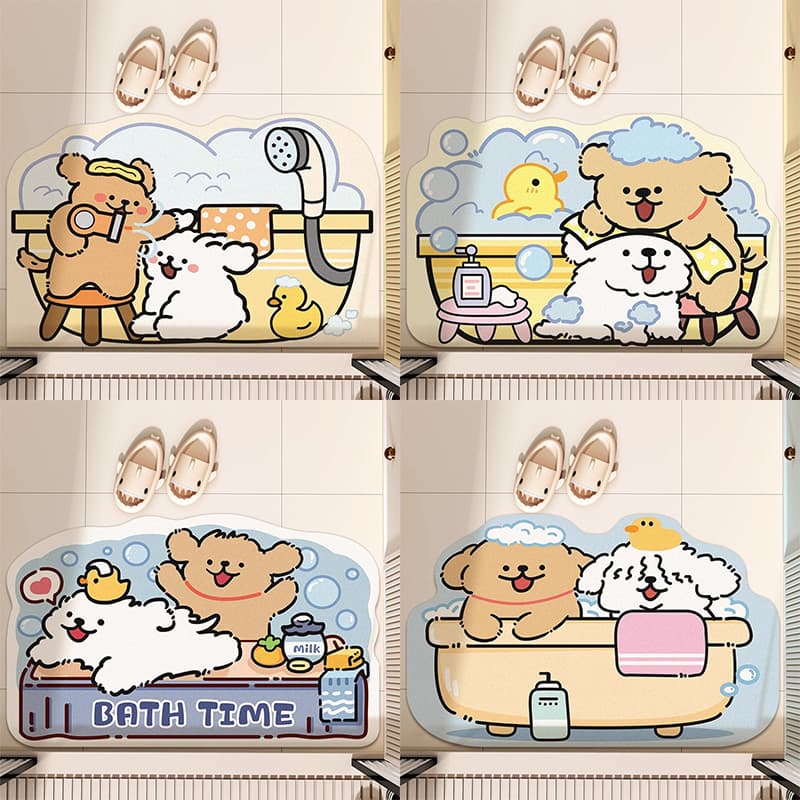 Line puppy bathroom floor mat household diatom mud absorbent mat bathroom toilet door quick-drying non-slip foot mat 3