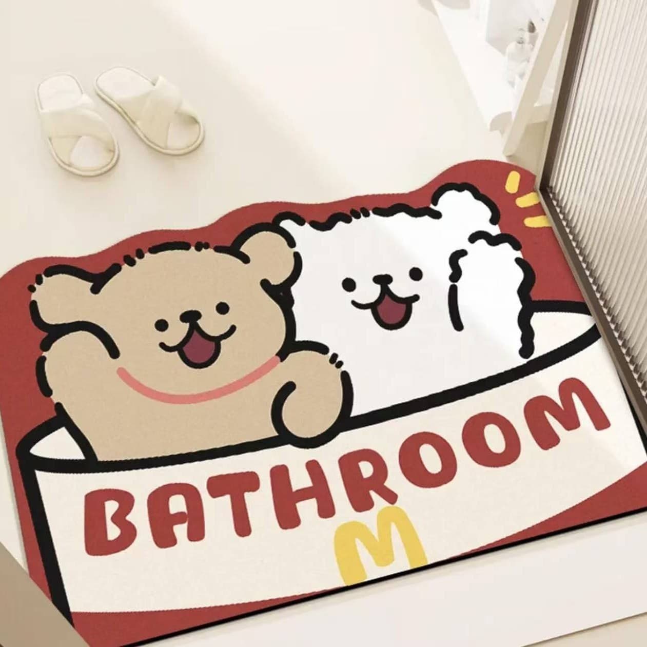 Line puppy bathroom floor mat household diatom mud absorbent mat bathroom toilet door quick-drying non-slip foot mat 9