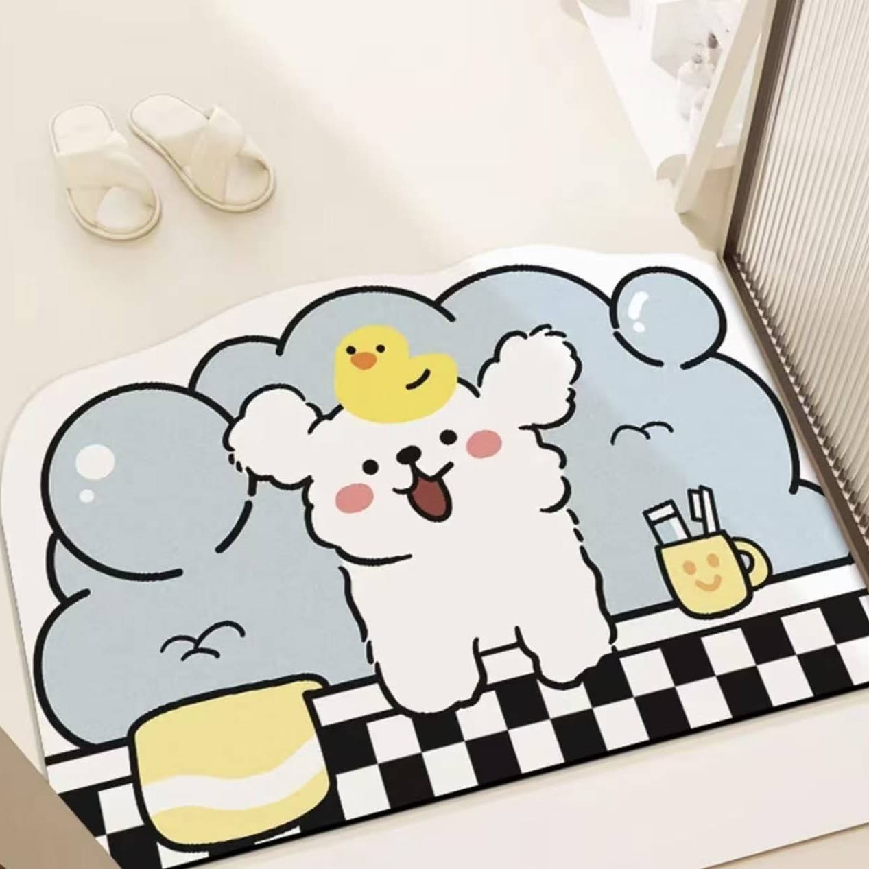 Line puppy bathroom floor mat household diatom mud absorbent mat bathroom toilet door quick-drying non-slip foot mat 10