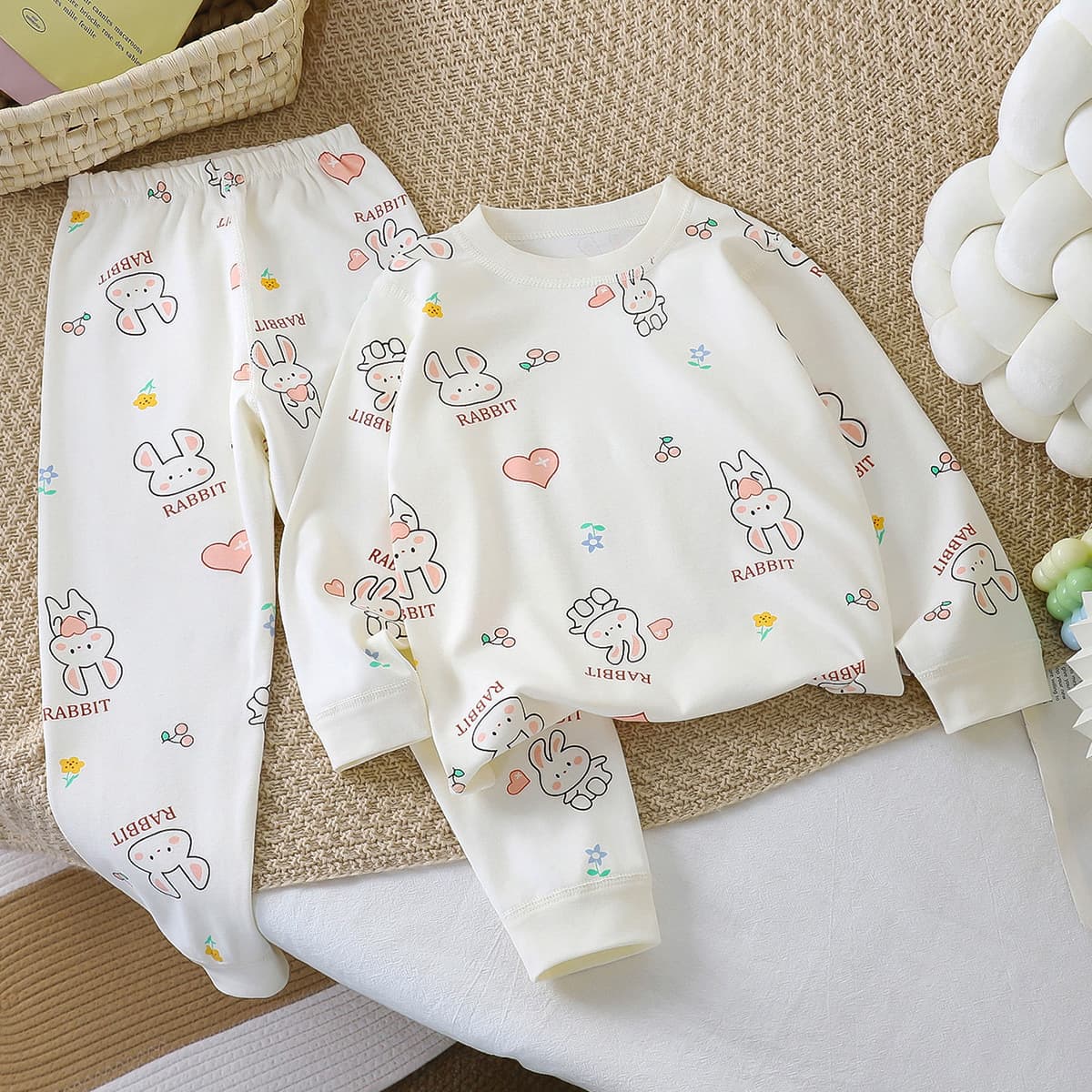 Children's pure cotton underwear set 40 combed 100% cotton home clothes for boys and girls autumn clothes autumn pants pajamas children's clothing wholesale 9