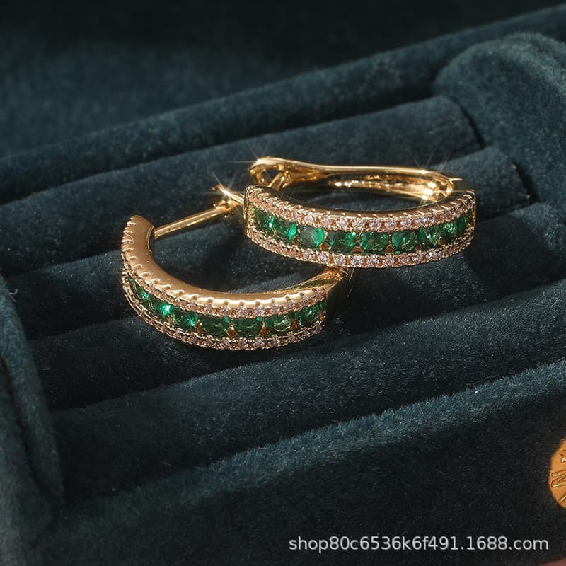 Chenyue cross-border earrings light luxury niche high-end earrings for women simple and versatile super flash zircon inlay minimalist circle 4
