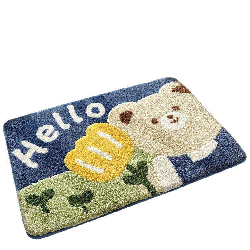 Cross-border factory delivery cartoon puppy floor mat, thick imitation cashmere bathroom absorbent foot mat, large and small entrance door mat 6