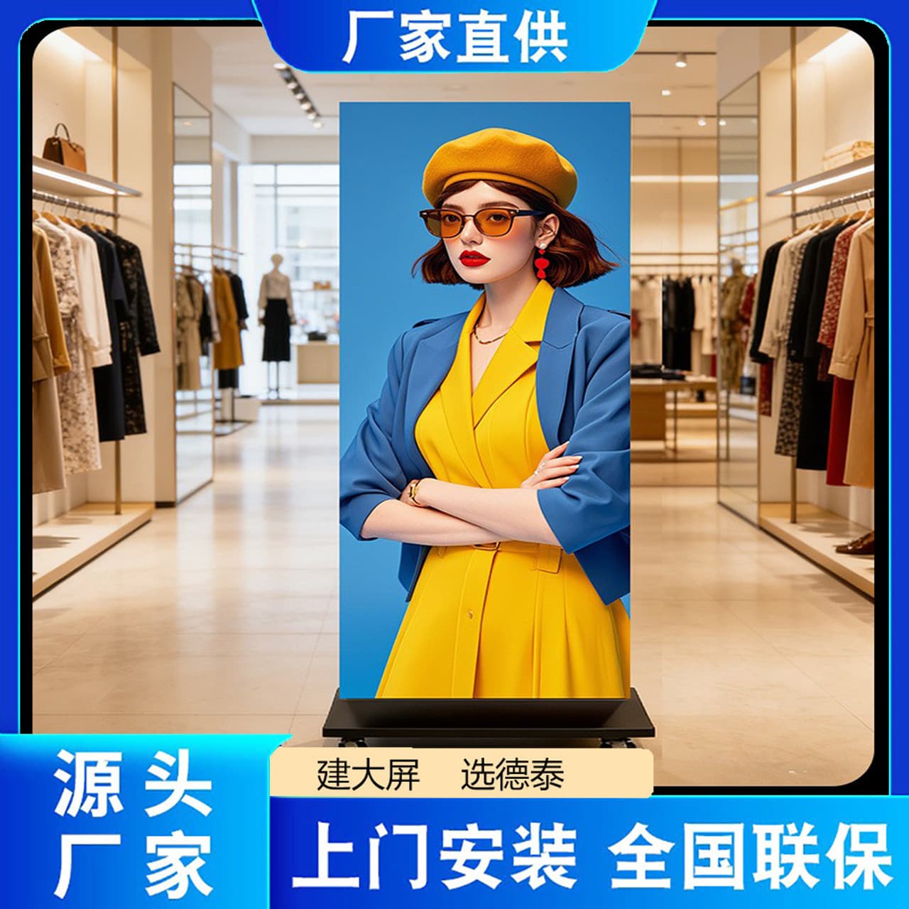 LED poster screen shopping mall store vertical electronic screen movable foldable display indoor high definition 2