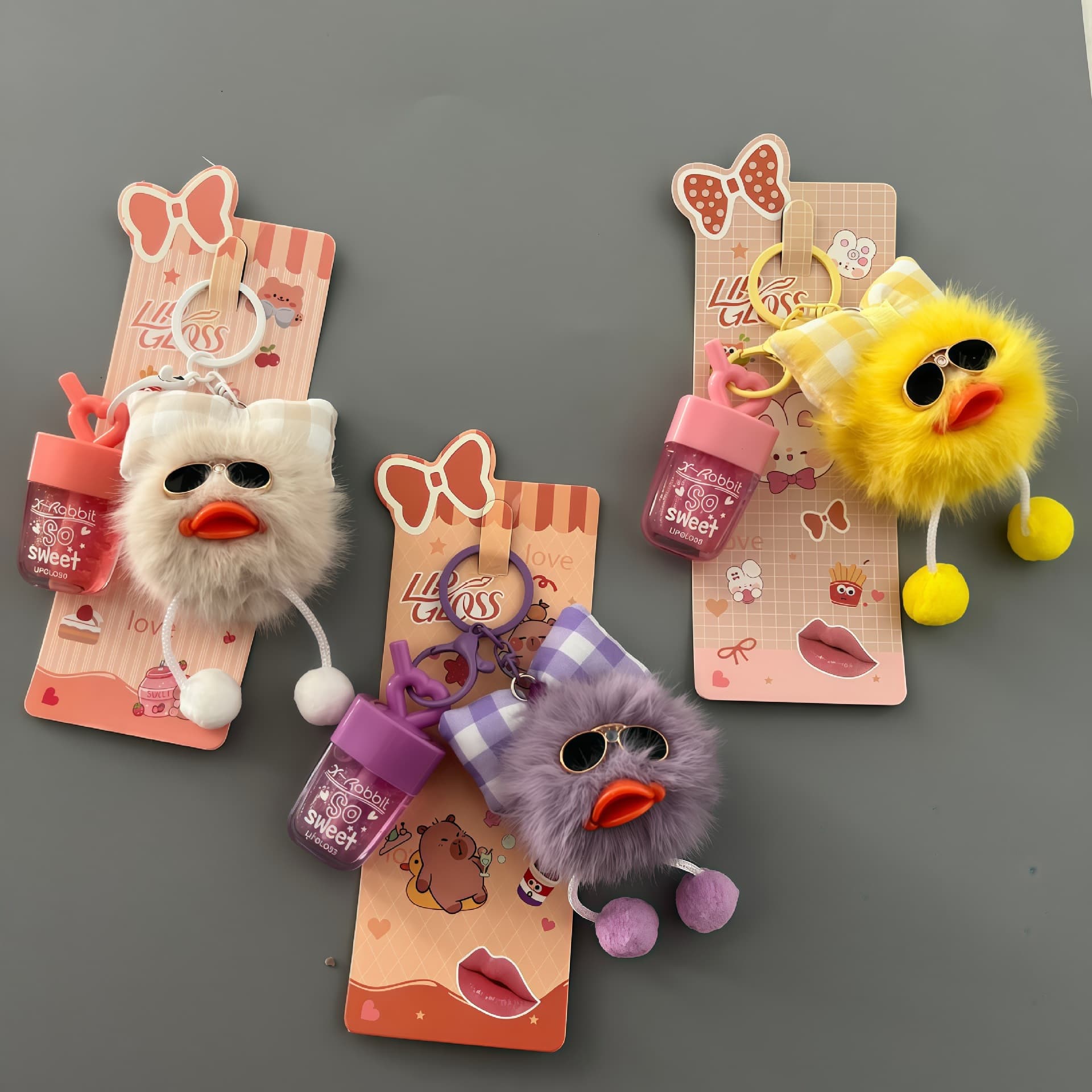 Cross-border new product LIP GLOSS lip glaze, key chain lip oil three-color set, long-lasting moisturizing lip gloss 3
