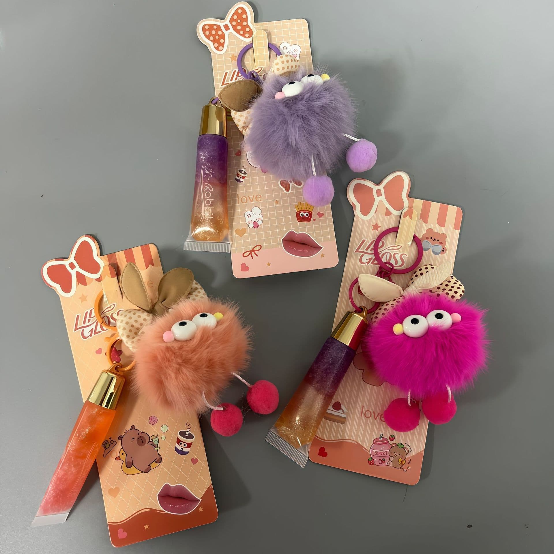 Cross-border new product LIP GLOSS lip glaze, key chain lip oil three-color set, long-lasting moisturizing lip gloss 5