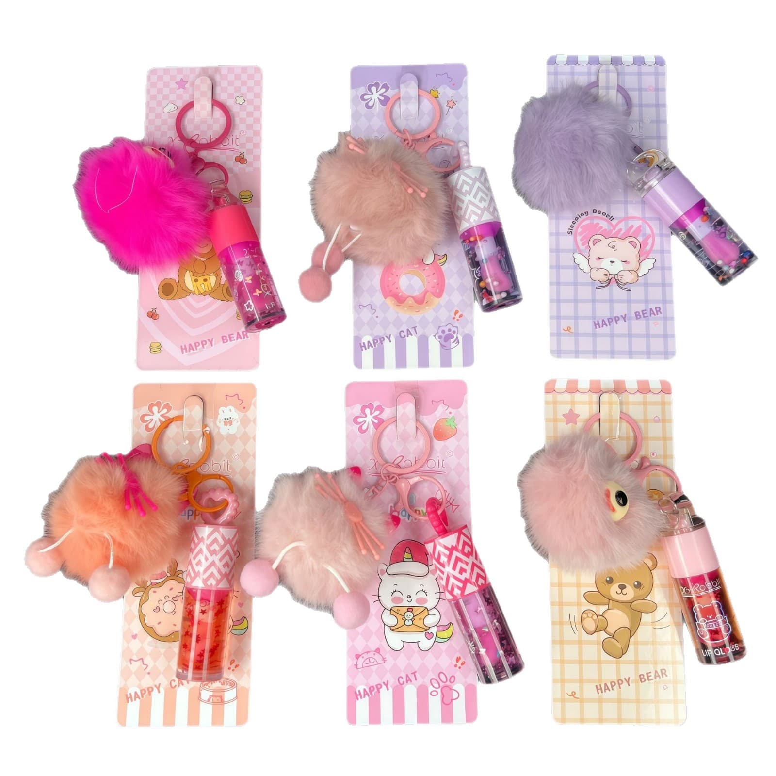 Cross-border new product LIP GLOSS lip glaze, key chain lip oil three-color set, long-lasting moisturizing lip gloss 6