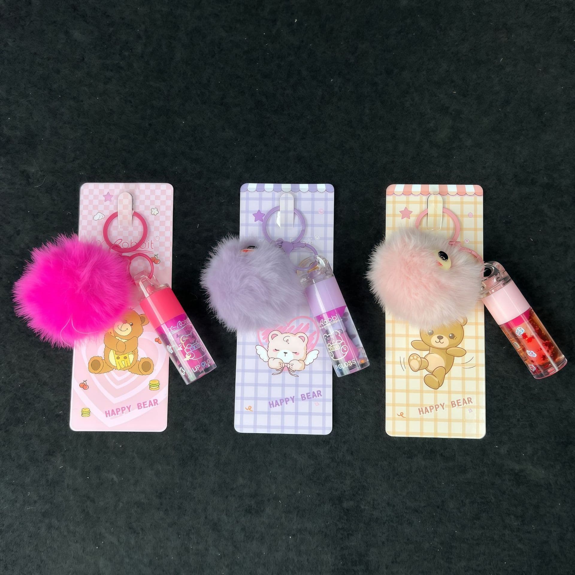 Cross-border new product LIP GLOSS lip glaze, key chain lip oil three-color set, long-lasting moisturizing lip gloss 7