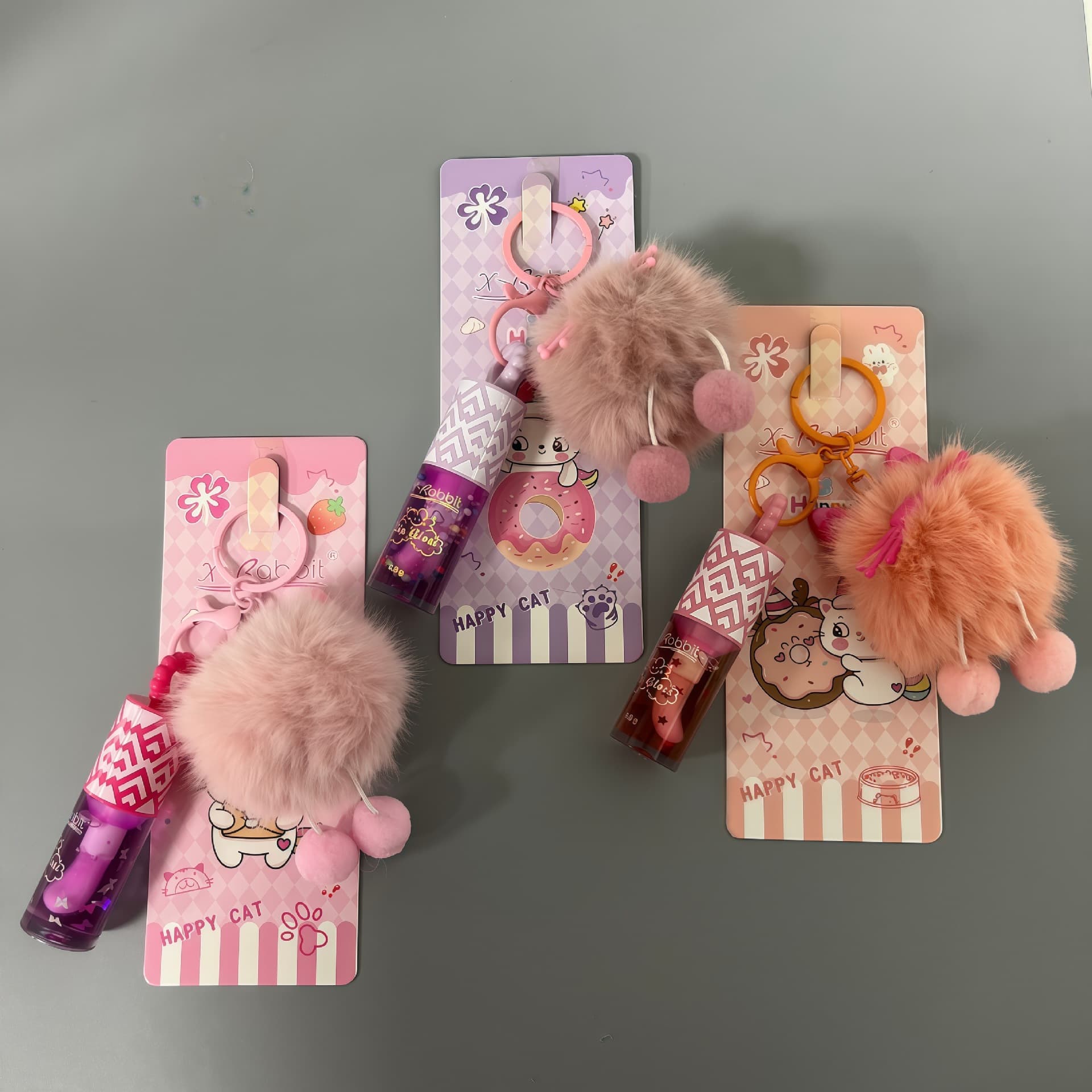 Cross-border new product LIP GLOSS lip glaze, key chain lip oil three-color set, long-lasting moisturizing lip gloss 9