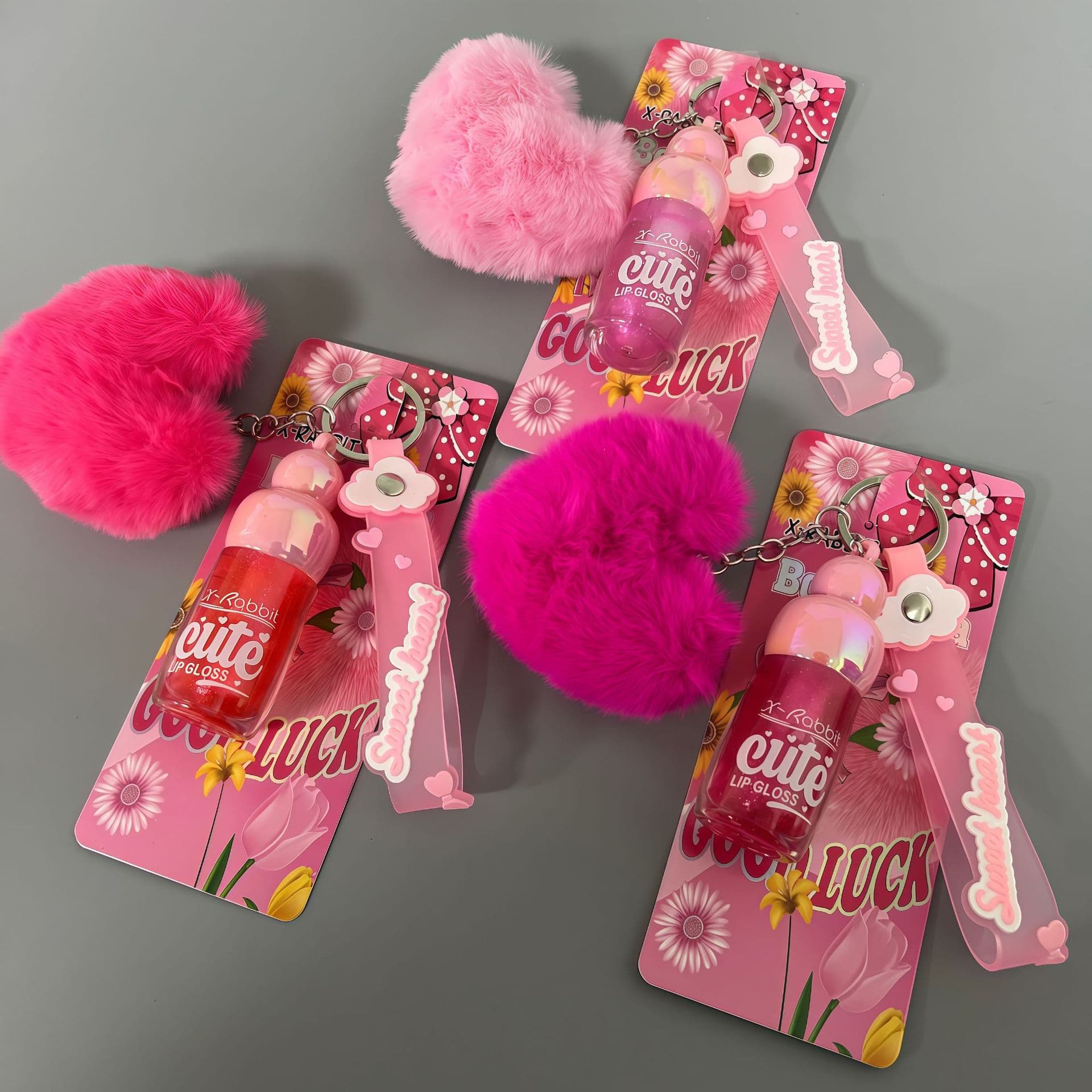 Cross-border new product LIP GLOSS lip glaze, key chain lip oil three-color set, long-lasting moisturizing lip gloss 10