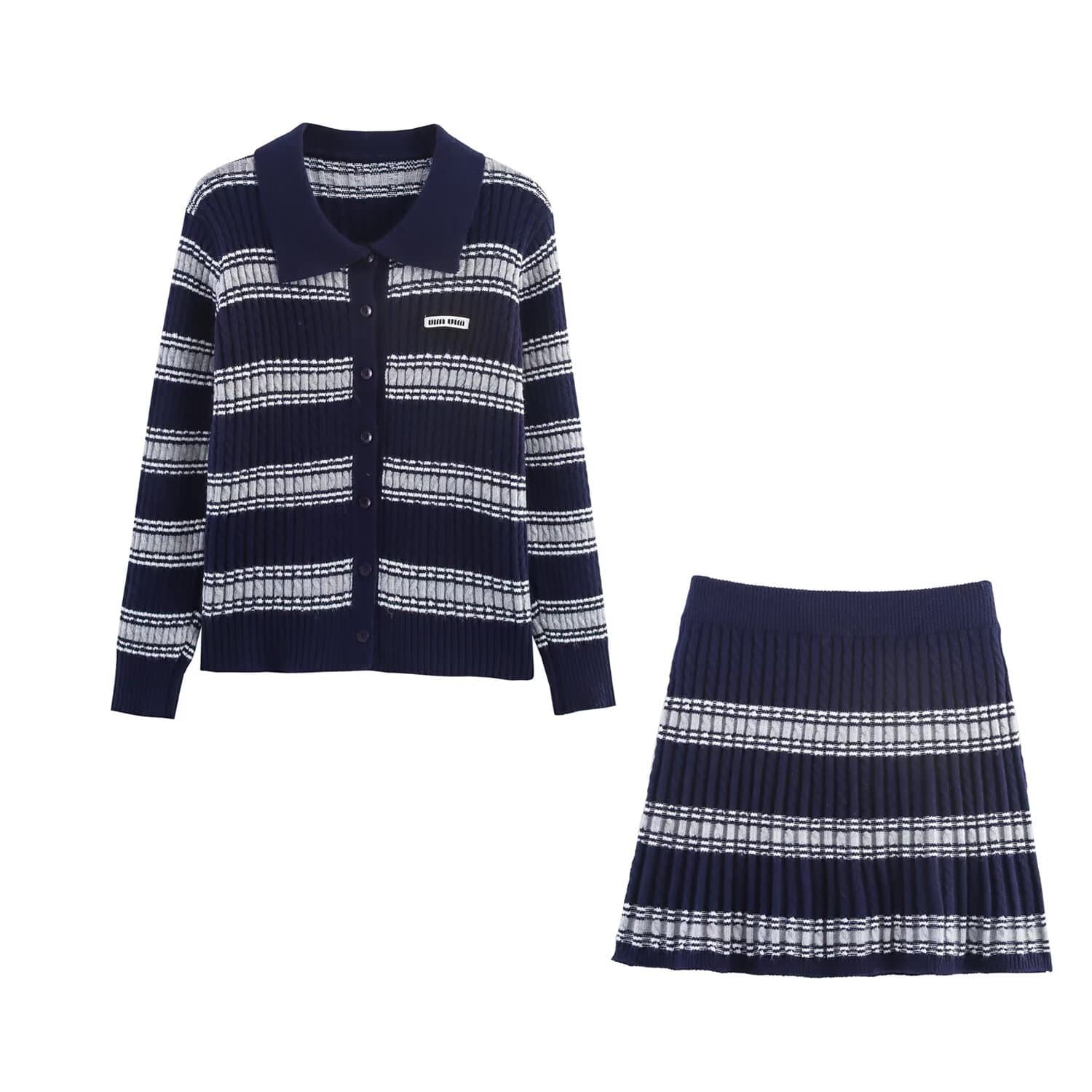 Cross-border women's clothing wholesale 2025 early autumn new knitted cardigan long-sleeved jacket + slim skirt and skirt suit 8