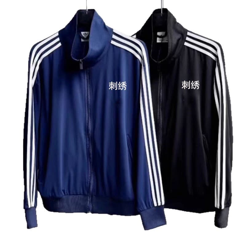 Korean style golden winter same style coat three stripes three leaves embroidery stand collar cardigan sweatshirt jacket tops for men and women 5