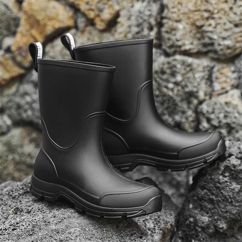 High-quality cross-border couple's mid-calf rain boots, drawstring waterproof rain boots, outdoor river tracing thick-soled water shoes, non-slip kitchen rubber shoes 8