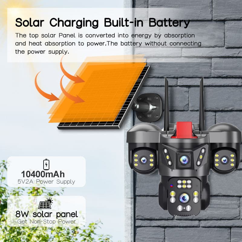 Solar Surveillance Camera Company Outdoor Panoramic No Blind Angle Wireless Outdoor Multi-eye Surveillance AOV Camera 3