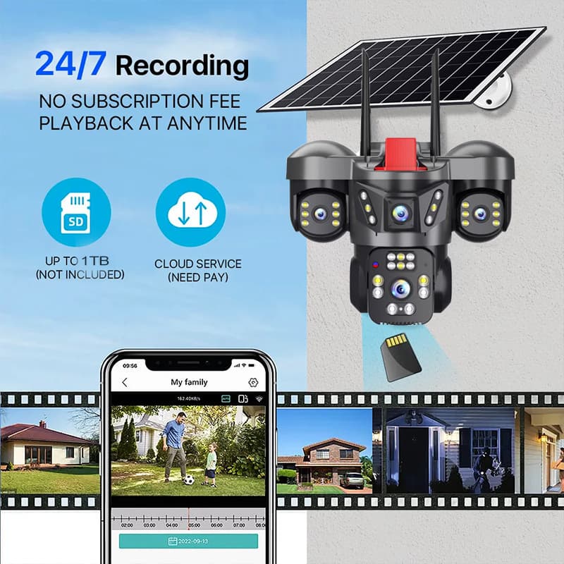 Solar Surveillance Camera Company Outdoor Panoramic No Blind Angle Wireless Outdoor Multi-eye Surveillance AOV Camera 4