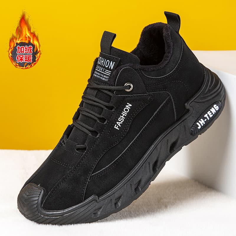 Autumn and winter large size men's shoes 48 fashionable and versatile sports and leisure shoes soft sole non-slip travel shoes plus velvet warm cotton shoes 5