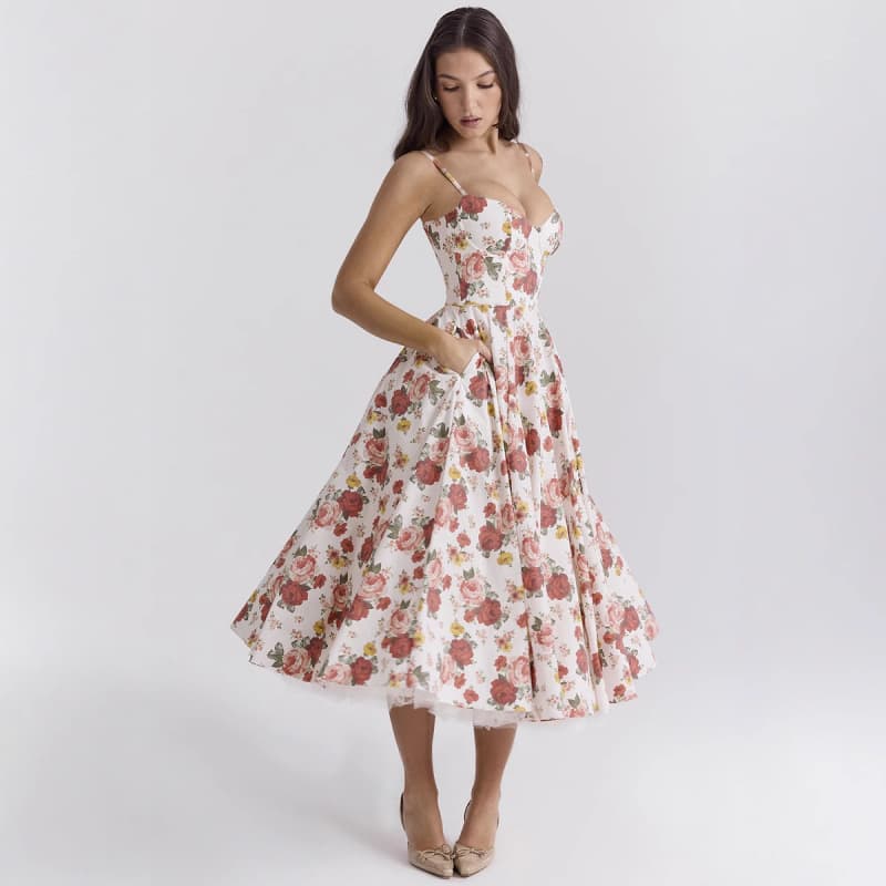 2025 new summer European and American high-end princess dress French mesh large swing double-layer suspender dress for women 3