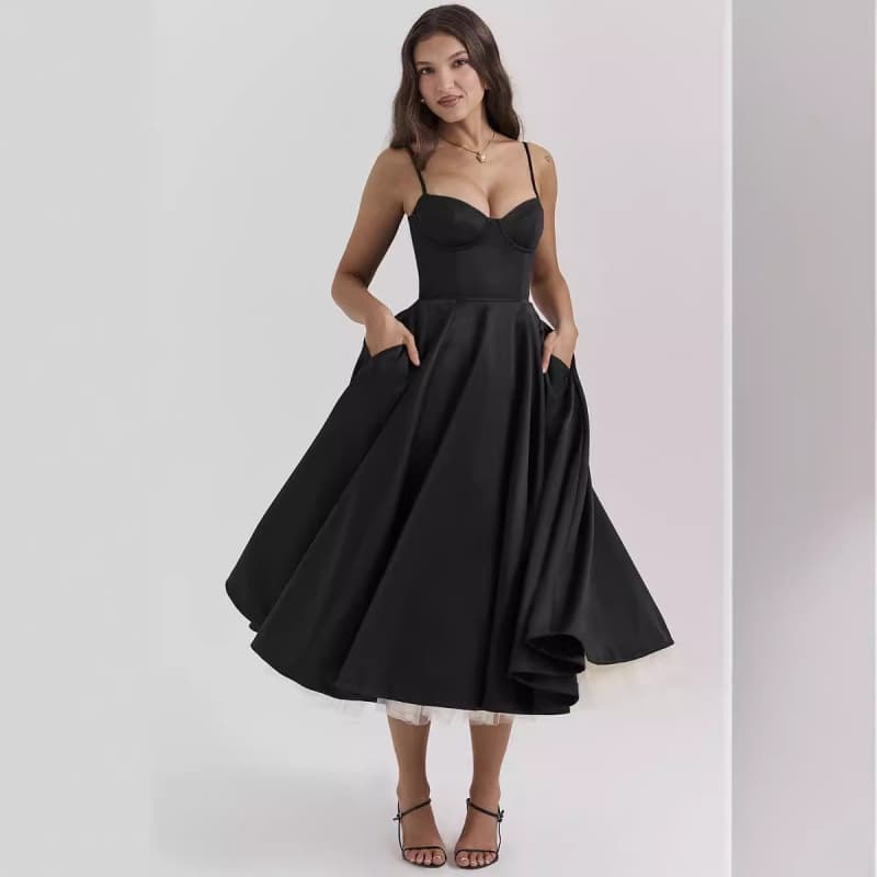 2025 new summer European and American high-end princess dress French mesh large swing double-layer suspender dress for women 5