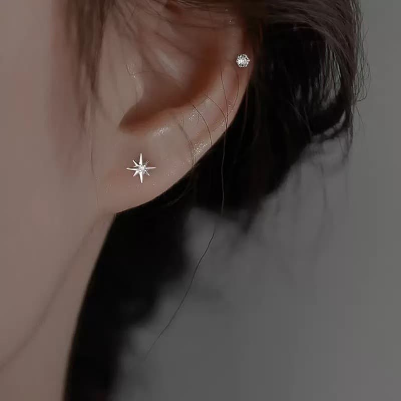 Exquisite and fashionable eight-pointed star earrings, fashionable, simple, niche design, versatile, daily wear earrings for women 5