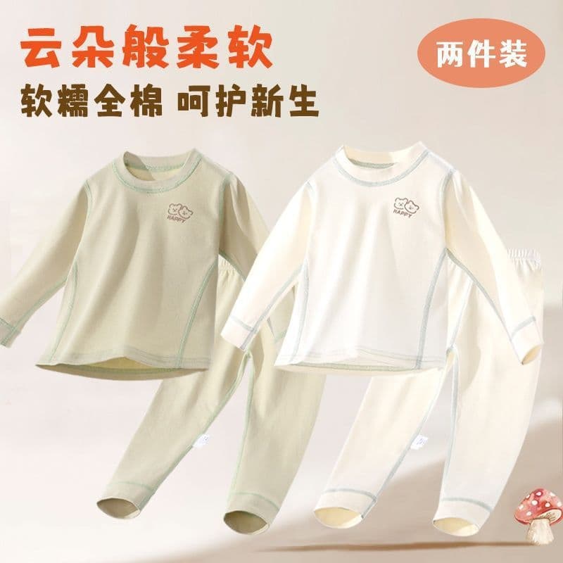 Children's, middle-aged and older children's pure cotton underwear, pajamas, home clothes, cotton suits, autumn clothes and long pants, girls and boys, summer Class A certification 2