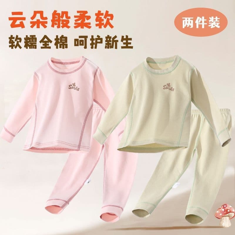 Children's, middle-aged and older children's pure cotton underwear, pajamas, home clothes, cotton suits, autumn clothes and long pants, girls and boys, summer Class A certification 5