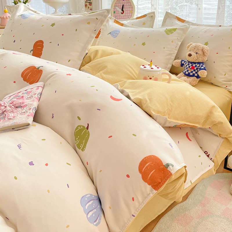 Mother and baby grade A four-piece set pure cotton genuine can sleep naked bed sheet quilt cover thickened ins small fresh dormitory three-piece set 2
