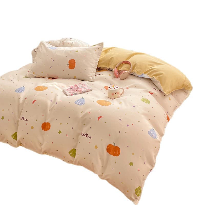 Mother and baby grade A four-piece set pure cotton genuine can sleep naked bed sheet quilt cover thickened ins small fresh dormitory three-piece set 6