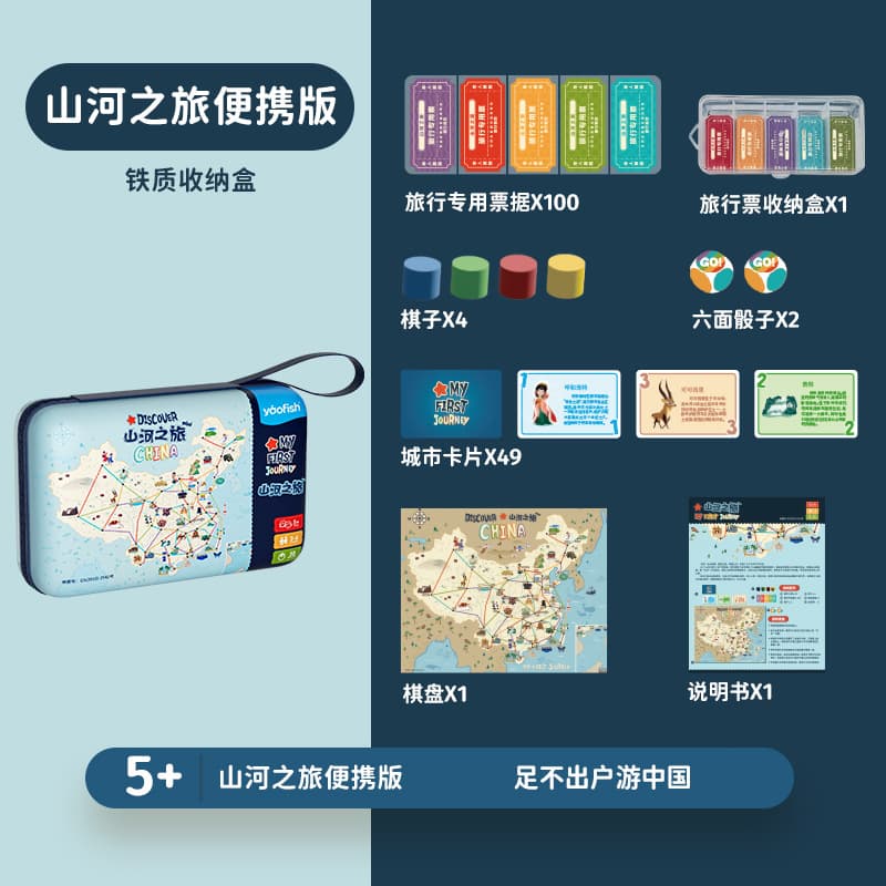 Yaofish Manta Ray Fish Mountain River Journey Song Dynasty Baishang Picture Portable Children's Board Game Toy Birthday Gift 5+ 8