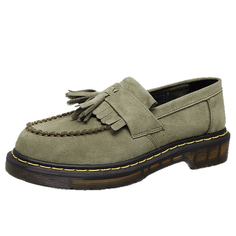 Cross-border tassel loafers for women genuine leather suede small leather shoes for men British style fashion student round toe casual shoes 6