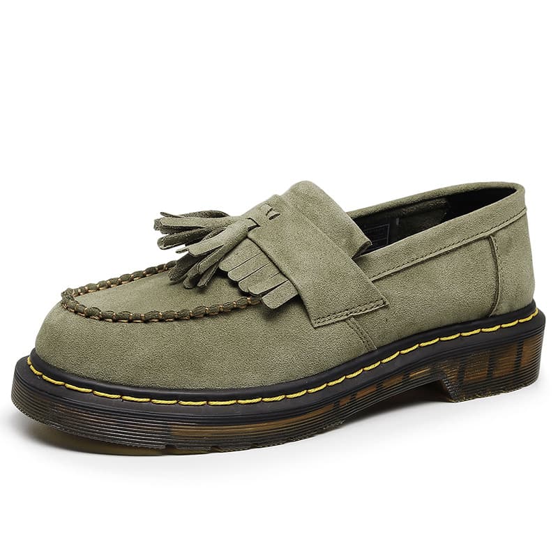 Cross-border tassel loafers for women genuine leather suede small leather shoes for men British style fashion student round toe casual shoes 7
