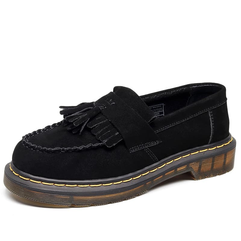 Cross-border tassel loafers for women genuine leather suede small leather shoes for men British style fashion student round toe casual shoes 10
