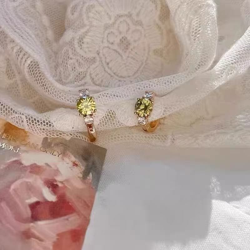 925 silver needle olive green zircon earrings for women 2025 new hot style light luxury niche design high-end earrings 4