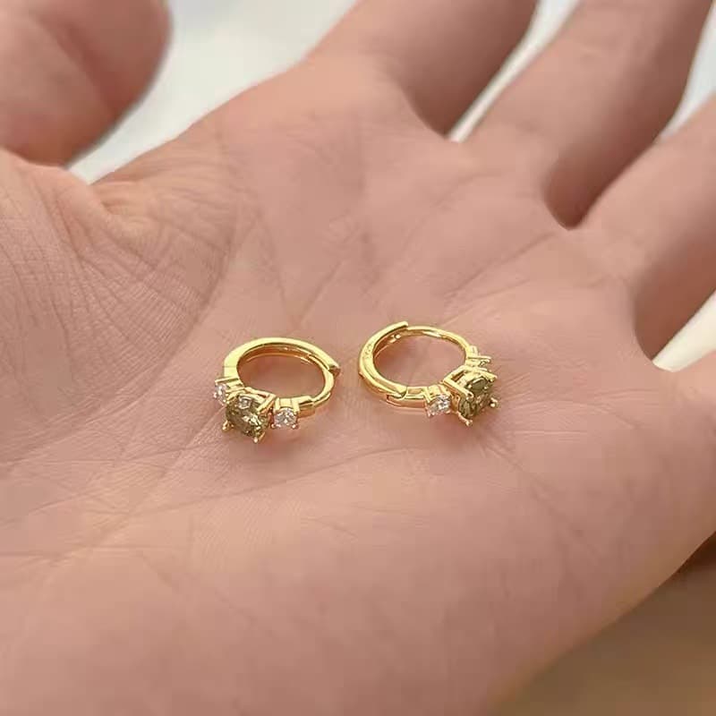 925 silver needle olive green zircon earrings for women 2025 new hot style light luxury niche design high-end earrings 7