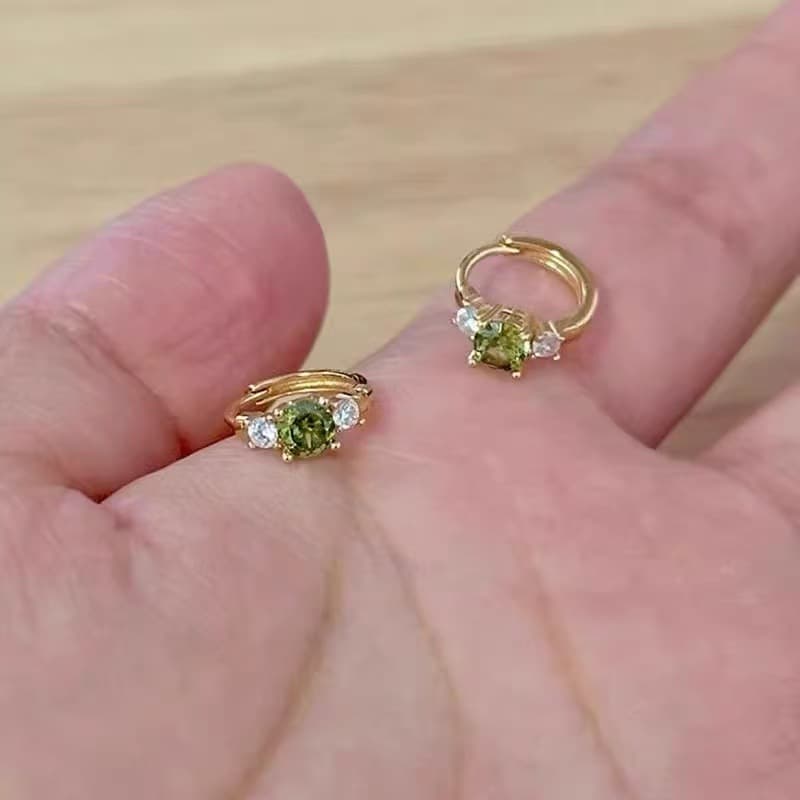 925 silver needle olive green zircon earrings for women 2025 new hot style light luxury niche design high-end earrings