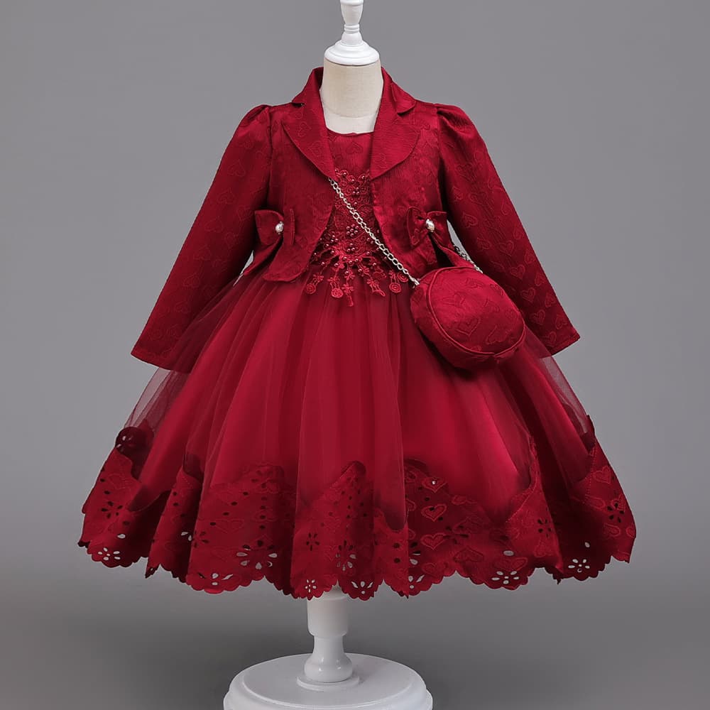 Girls suit dress princess dress beaded embroidered jacket vest dress birthday party ceremony performance dress 8