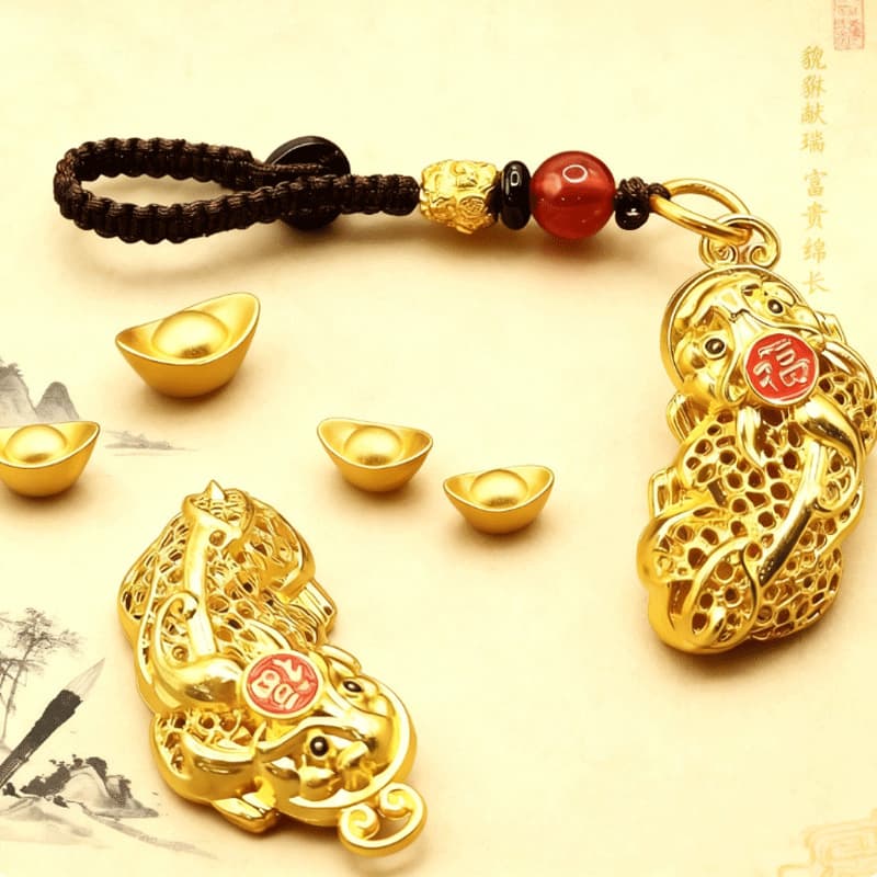 [Dropshipping] Lucky Hollow Fu Pixiu New Car Keychain Pendant Exquisite Jewelry Accessories Wholesale 4