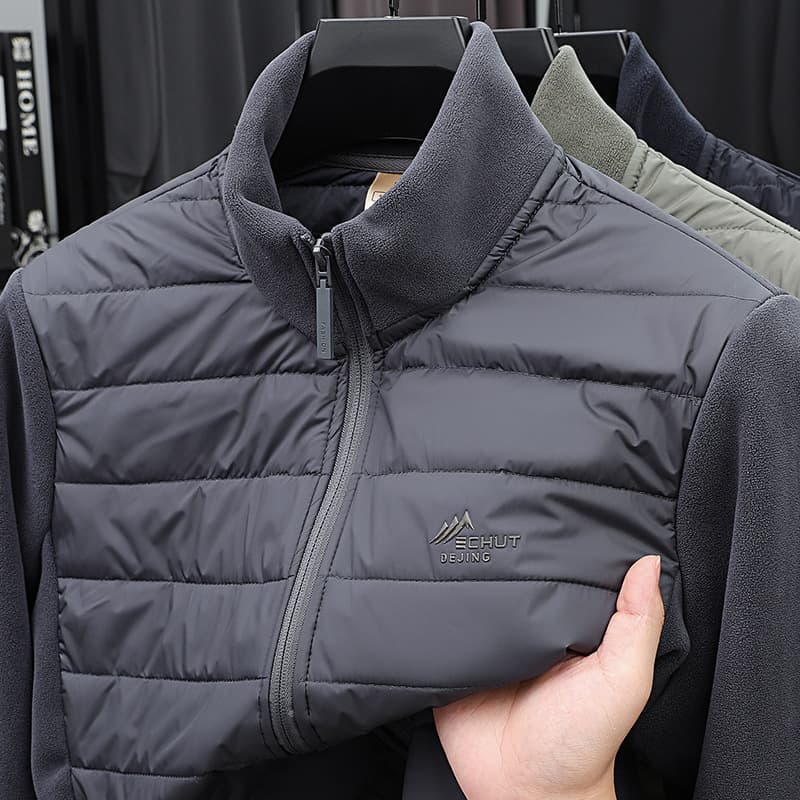 Men's stand-up collar new warm casual jacket in stock autumn and winter solid color wool-containing polar fleece versatile men's outerwear 4