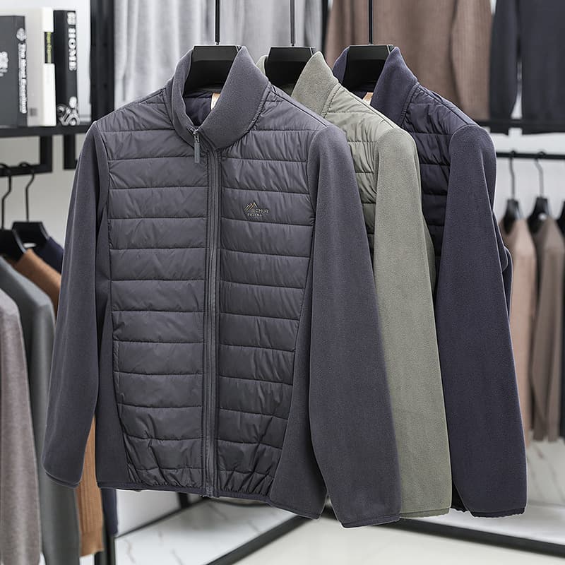 Men's stand-up collar new warm casual jacket in stock autumn and winter solid color wool-containing polar fleece versatile men's outerwear 9