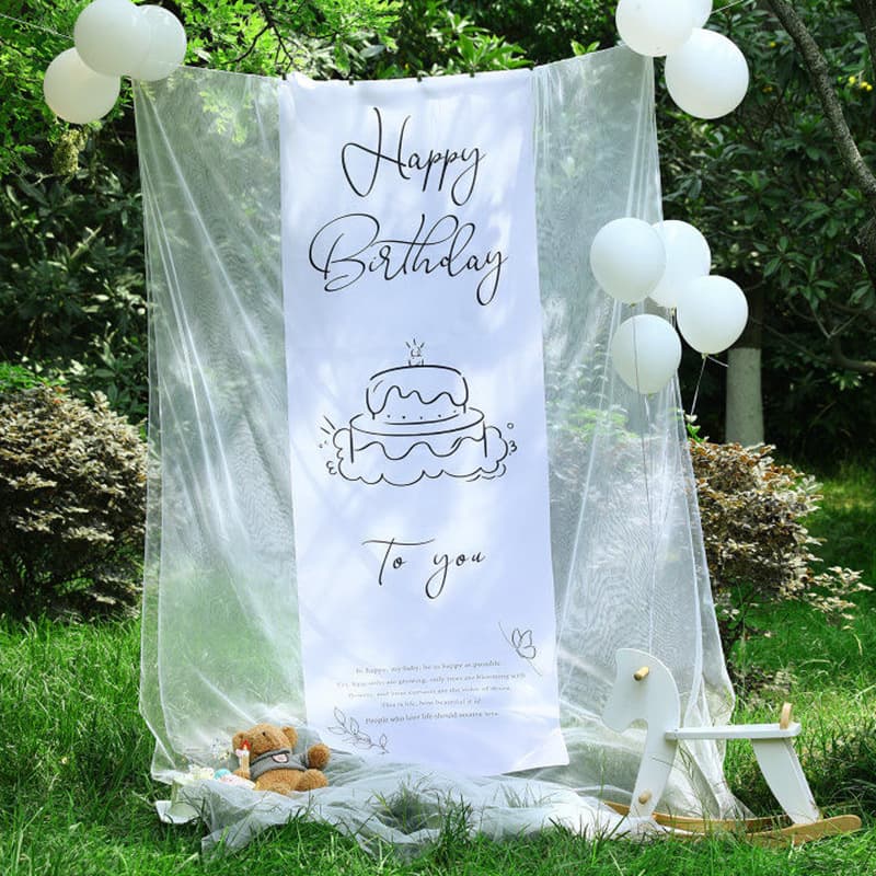 Outdoor birthday scene decoration supplies ins style background cloth girl photo props decorative mesh background hanging cloth 2