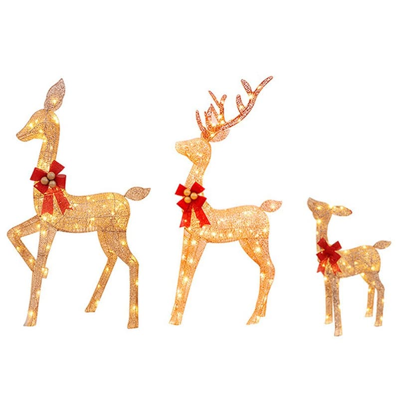 Dropshipping cross-border three-piece suit British standard luminous Christmas deer decorations outdoor waterproof Christmas ornaments 7