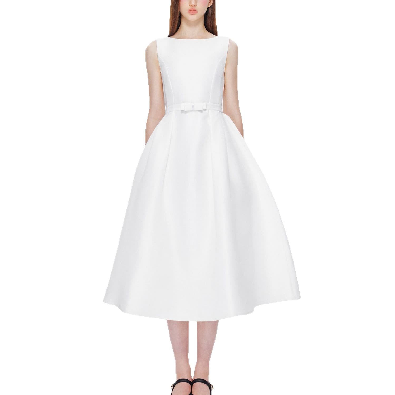 avenemen/Hepburn skirt/French waisted sleeveless dress with gold style high-end design mid-length dress 6
